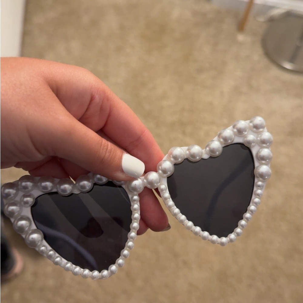Pearl-Embellished Heart Sunglasses
